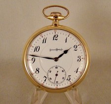 116 YEARS OLD ILLINOIS 17j 14k GOLD FILLED OPEN FACE 16s RAILRAOD POCKET WATCH