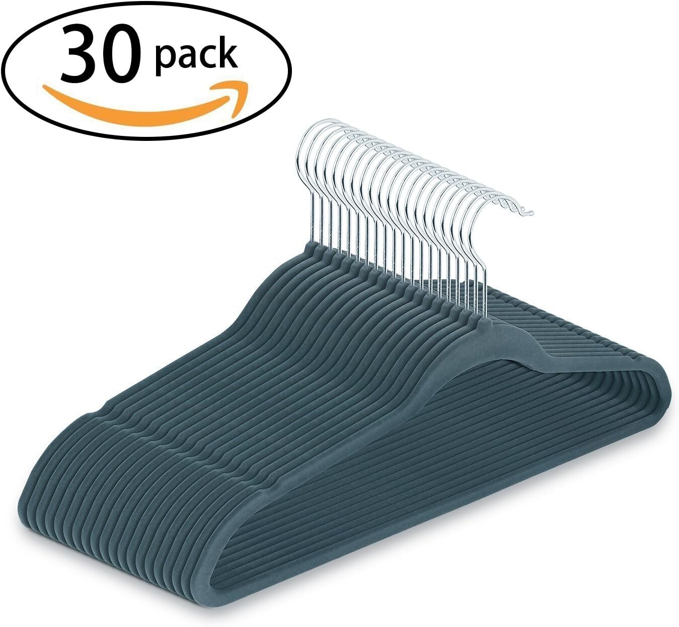 60x Velvet Non Slip Flocked Hangers with Trouser Bar – Space Saving