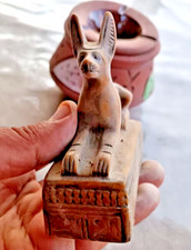 Figurine Ancient Egyptian Antique statue of God Anubis Egyptian Hieroglyphic BC