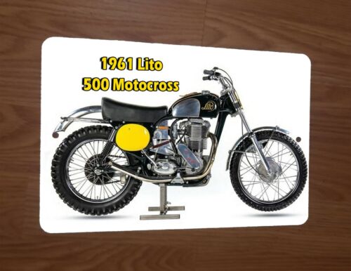 1961 Lito 500 Motocross Motorrad Dirt Bike 8x12 Metall Wandschild - Bild 1 von 1