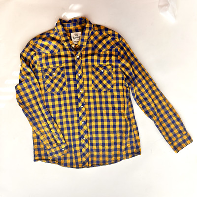 Roebuck & Co Mens Sz XXL Plaid Western Cotton Pearl Snap Up Long Sleeve Shirt