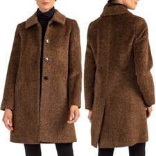 Sofia Cashmere Wool & Suri Alpaca Blend Car Coat Size 12 L Brown New $1195