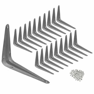 WIDESKALL 20 Pcs 3" x 4" inch Utility Metal Wall Shelf Corner Bracket Support Gray LOT