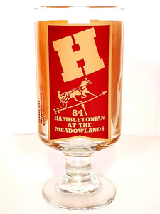 HAMBLETONIAN at the Meadowlands 1984STEMMED Glass Harness Horse Racing Trotters