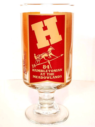 HAMBLETONIAN at the Meadowlands 1984STEMMED Glass  Harness Horse Racing Trotters