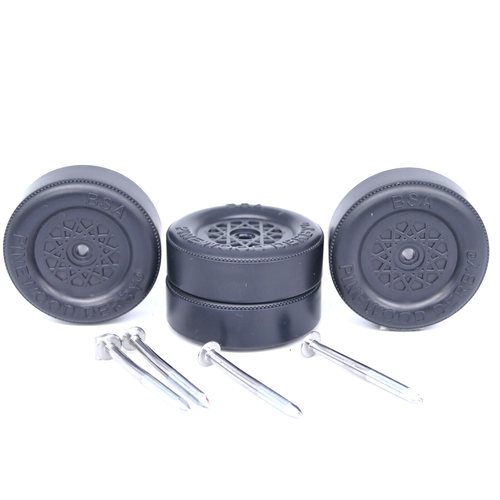 Awesome Pinewood Derby 1.1800" Wheels Polish Axles Canted Rear Rail