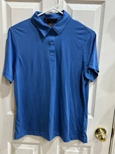 Women's Harriton Oxford Polo Dress Shirt Stain Release SS French Blue Sz Medium