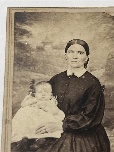Antique Photo Mother with Ring Holding Baby 4 x 2.5 Inches Paper Ephemera - Picture 9 of 16