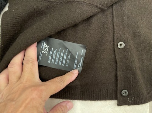 PRADA UNIQUE CROCHET LACE SLEEVE DESIGN RICH BROWN CARDIGAN SWEATER - Picture 4 of 8