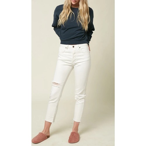 O'NEILL White Benatar High Waist Rise Ripped Distressed Straight Leg Jeans 27 4 - Picture 2 of 7