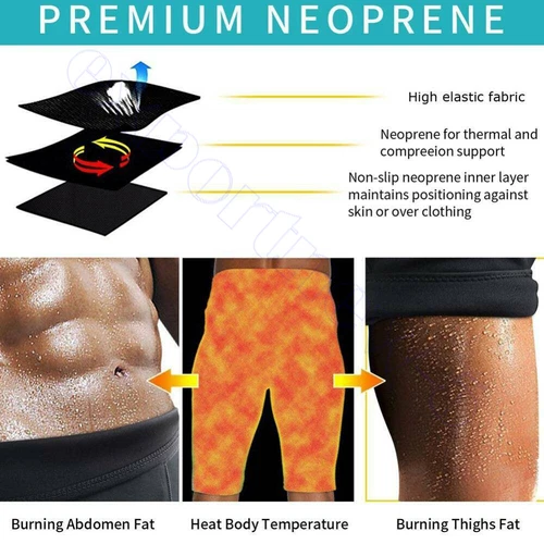 Männer Fettverbrennung Schweiß Sauna Hose Shorts Body Shaper Taille Trainer Gewichtsverlust - Bild 9 von 19