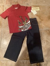 NEW Boys Set/ Outfit By Carter  s - 4T, Polo Shirt, Jeans, Guitar