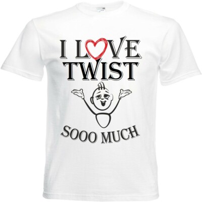 T-Shirt I Love Twist für Damen Herren und Kinder ... in der Farbe Weiss