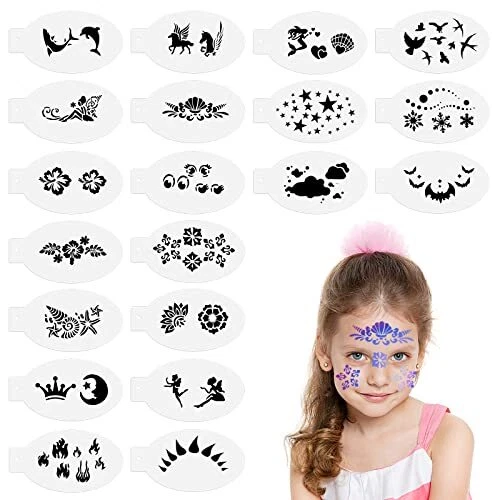 Grevosea 20 Pieces Face Paint Stencils