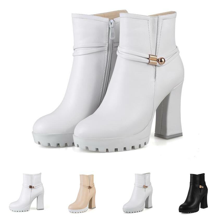 Mode Damenstiefeletten Metall Ankle Stiefel High Heels Blockabsatz 42 43 Platform Mode Damenstiefeletten Metall Ankle Stiefel High Heels Blockabsatz 42 43 Platform