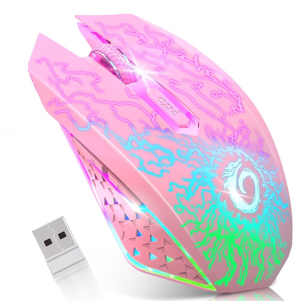 VersionTECH Rechargeable Wireless Gaming Mouse with Color-Changing LED Lights for PC and Computer Gaming