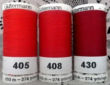 3 NEW Red colors GUTERMANN 100% polyester Sew-all thread 274 yards each Spool 