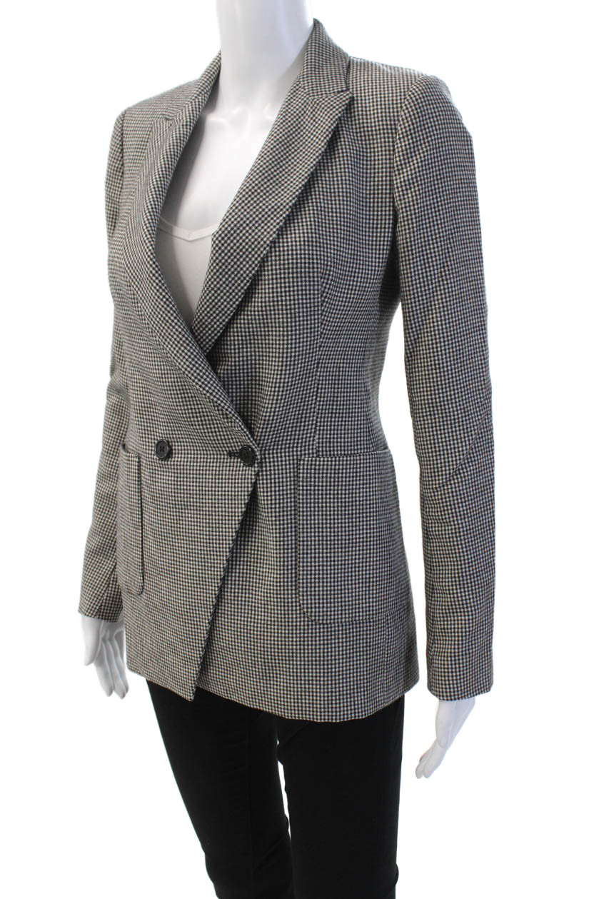 Boy Womens Wool Houndstooth Collared Button Up Bl… - image 3