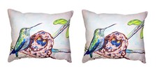 Pair Of Betsy Drake Hummingbird Chicks No Cord Pillows 16 X 20