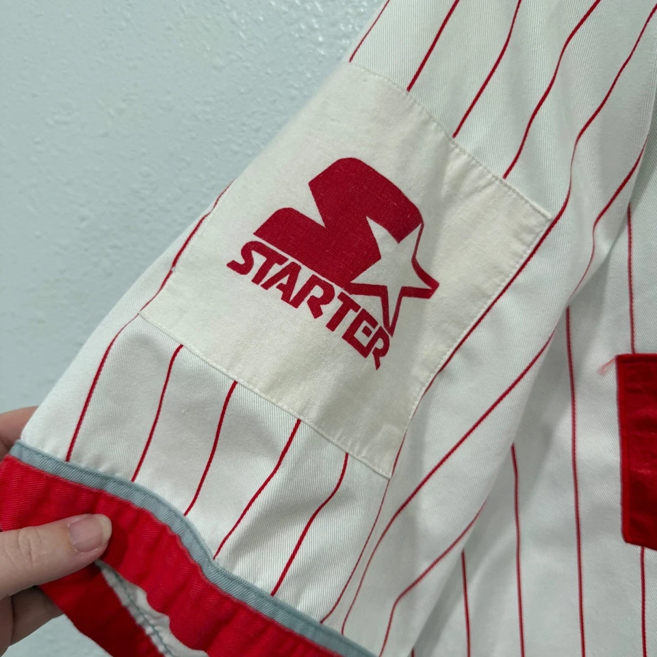 Vintage Cincinnati Reds Starter Baseball Jersey XL Pinstripe MLB National League - Image 4 of 4