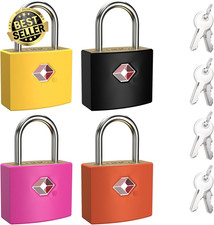 4 Pack TSA Luggage Locks with Keys Brass Padlocks for Suitcase Gym Bags