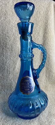 Vintage McGill Canadian Whiskey Blue Glass Genie Bottle Decanter 13'' Liquor