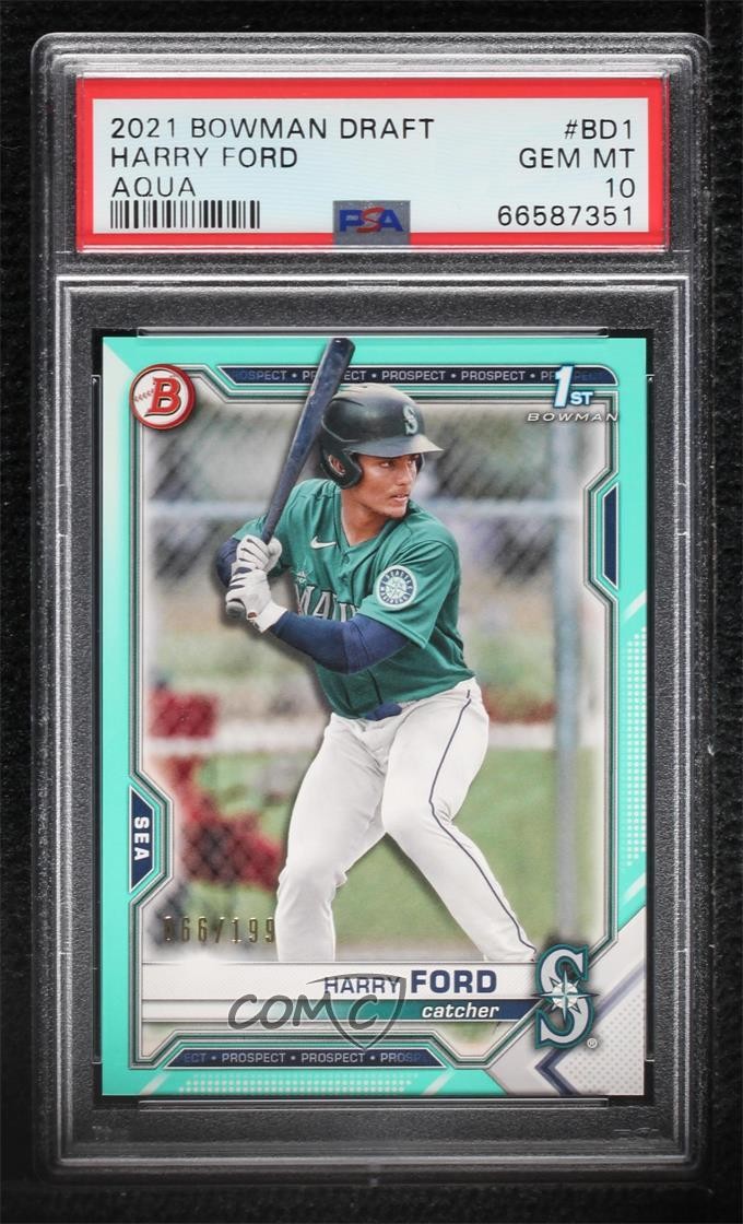 2021 Bowman Draft Aqua 66/199 Harry Ford #BD-1 PSA 10 GEM MT 0fz3