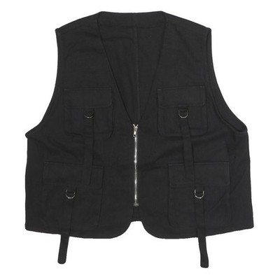 MISSGUIDED Damen Utility-Jacke Schwarz XL Baumwolle mit Reißverschluss Taschen