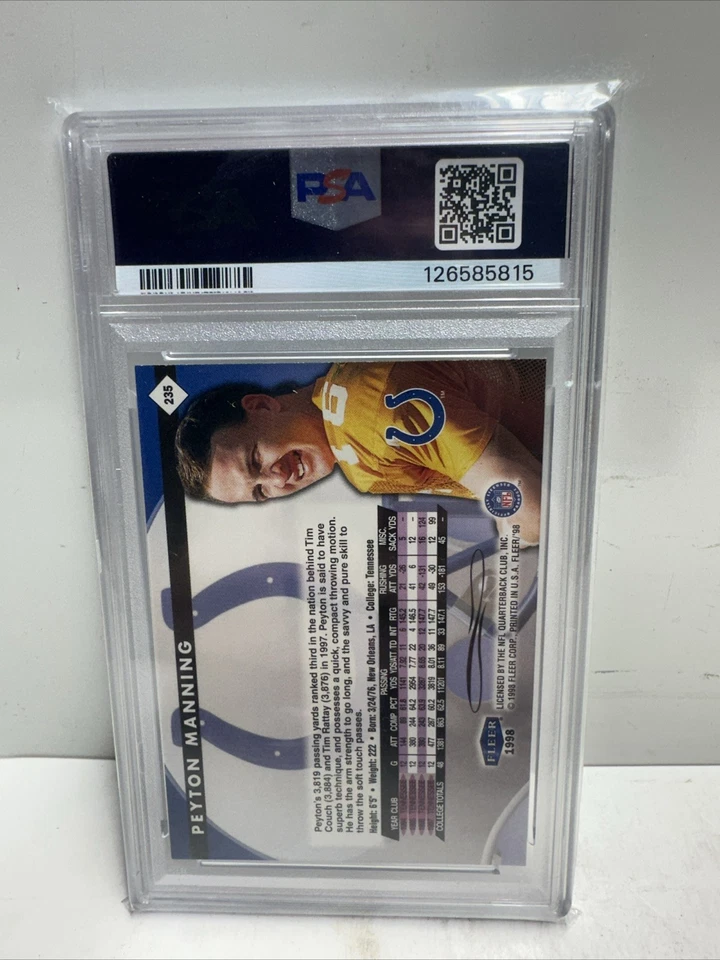 1998 Fleer Tradition Peyton Manning #235 PSA EX-MT 6 Auto 9 - Image 2 of 2