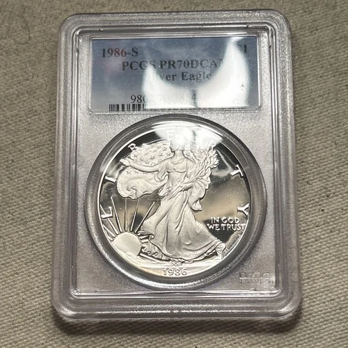 1986-S Proof 1 oz American Silver Eagle PCGS PR70 DCAM KN