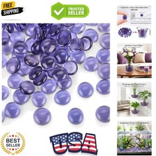 1LB Purple Flat Glass Marbles, Purple Vase Filler, Glass Pebbles, Aquarium Ro...