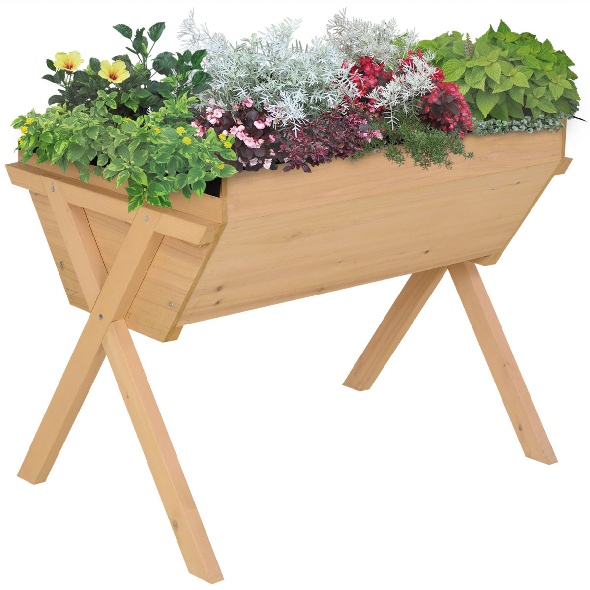 B&Q - Wooden Planter Raised Bed Stand Vegetable Flower BedNatural - Image 2