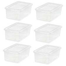 6 Qt Storage Bins with Lids, 6-Pack Clear Plastic Storage 6 Qt - 6 Pack