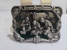 EMT EMERGENCY MEDICAL TECHNICIANS BELT BUCKLE VINTAGE 1986 BERGAMOT PEWTER