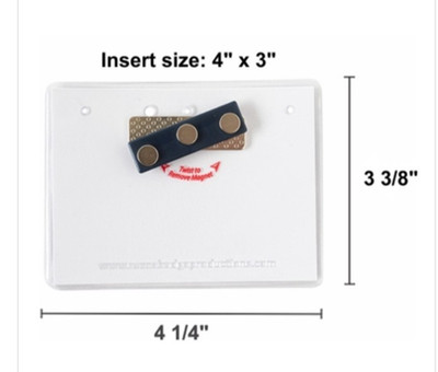 Bulk Lot Of 7 Magnetic Reusable Name Tag Badge ID Card Holder Clear 4x3 in