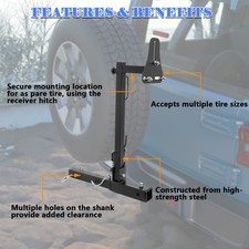Trailer Hitch Spare Tire Carrier Adjustable Hitch Spare Tire Mount 2 Receivers