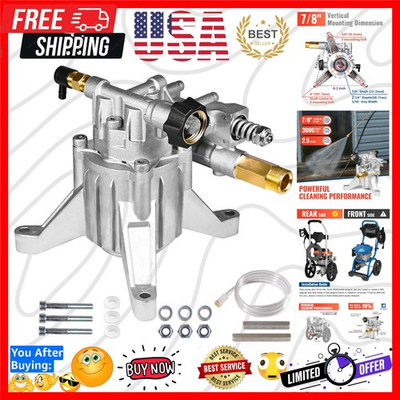 #ad 7 8quot; Shaft Vertical Pressure Washer Pump Rear Inlet Outlet 3000 PSI @ 2.5 GPM... $131.99