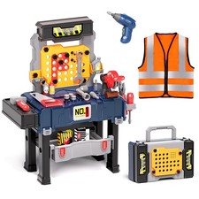 Deejoy Kids Tool Bench with Electric Drill and Engineer Vest, 3-in-1 Toddler ...