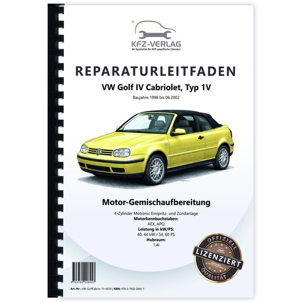 VW Golf 4 Cabrio 1V (98-02) Motronic Einspritz ZüNdanlage 1,4L Werkstatthandbuch-image