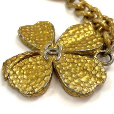 Authentic Chanel Clover Keychain Charm Vintage Key Ring Gold CoCo Mark France