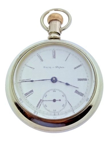1899 "SUN DIAL" POCKET WATCH BY ELGIN - 18 SIZE - OPEN FACE POCKET WATCH RUNNING