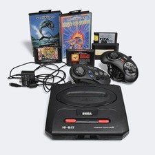 Sega Mega Drive 2 Black Console With 2 Controllers Games & AV Lead TESTED NO PSU