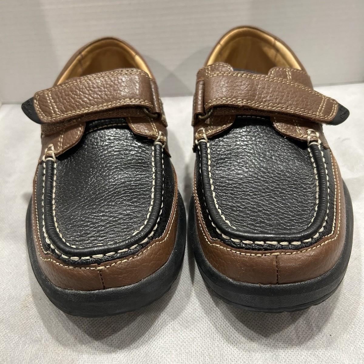 Dr. Comfort Men 9.5 Black Brown Leather Slip On Loafer Adj  display picture 3