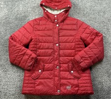 Abercrombie Kids Puffer Jacket Youth 11/12 Red Sherpa Lined Hooded Winter Coat