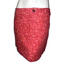 Vineyard Vines Womens Pink Red Anchor Print Corduroy Mini Skirt Size 8 Nautical