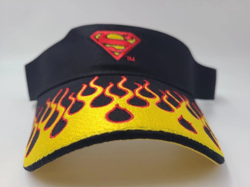 复古 Superman Flames Drew Pearson Marketing Sun 高尔夫遮阳帽可调节帽子 — 第 2/4 张图片