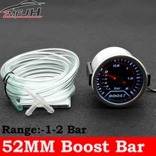 2  52mm Universal 12V LED Smoke Len -1~0~2 BAR Turbo BoostGauge Meter Backlight