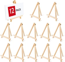 12PCS Wood Easels, 9 Inches Tabletop Easels, Art Craft Painting Easel Stand for 