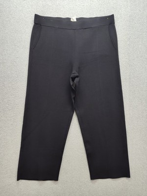 Marina Rinaldi Women Dress Pant L Black Straight Leg High Waist Pull On Trouser