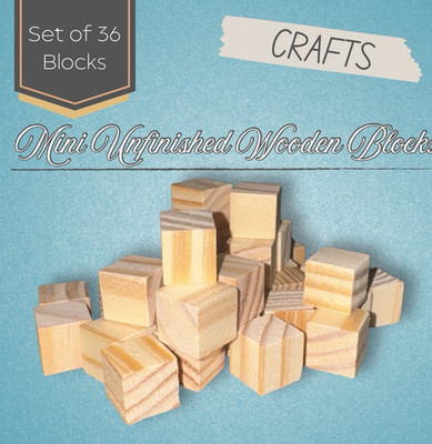 Set of 36 Mini Wooden Cube Blocks Unfinished Shapes Craft Blocks 0.63 in